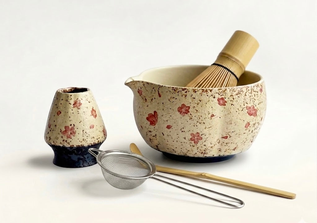 Handmade "Neko" Katakuchi Matcha Bowl | Aesthetic Cat & Floral Design