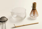 Clear "Ocean Wave" Glass Matcha Bowl Set (Katakuchi Style)