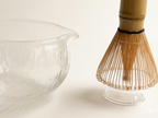 Clear "Ocean Wave" Glass Matcha Bowl Set (Katakuchi Style)