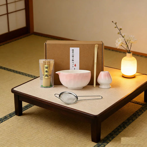 Sakura Petal Katakuchi Chawan Set | Soft Pink Ceramic Matcha Bowl