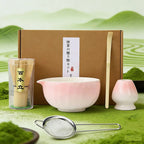 Sakura Petal Katakuchi Chawan Set | Soft Pink Ceramic Matcha Bowl