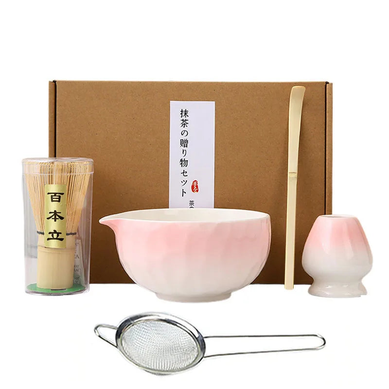 Sakura Petal Katakuchi Chawan Set | Soft Pink Ceramic Matcha Bowl