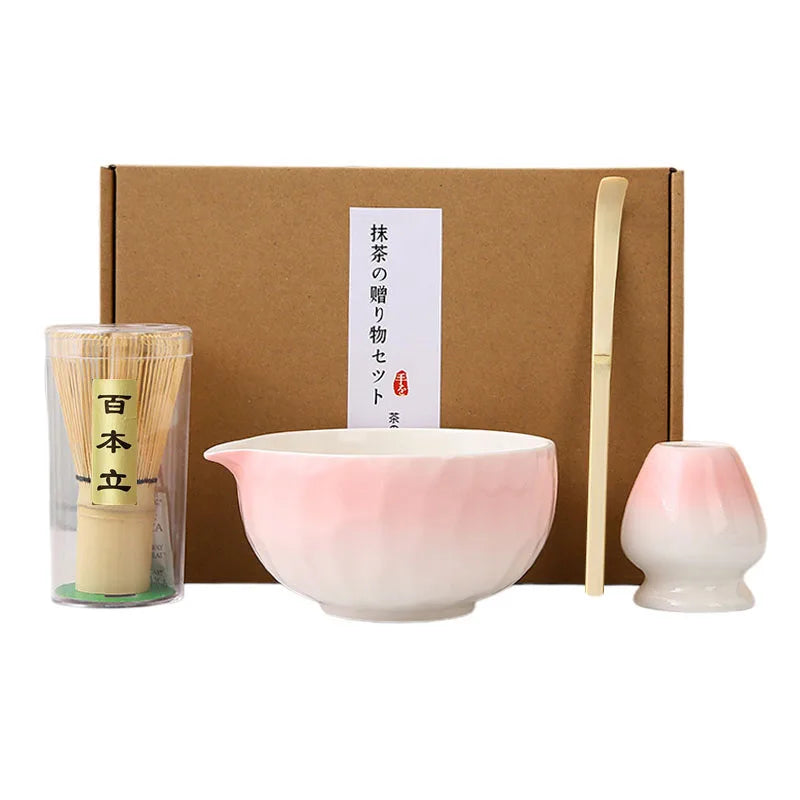 Sakura Petal Katakuchi Chawan Set | Soft Pink Ceramic Matcha Bowl