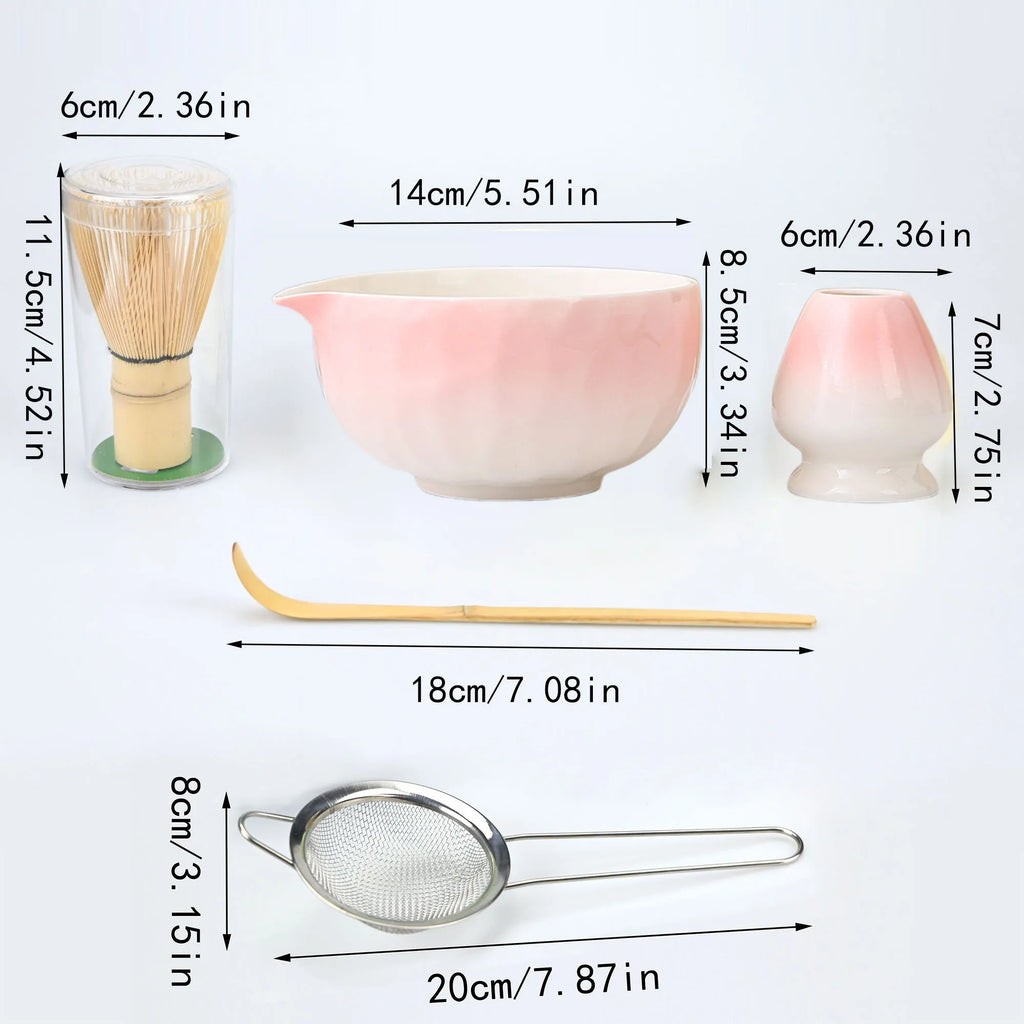 Sakura Petal Katakuchi Chawan Set | Soft Pink Ceramic Matcha Bowl