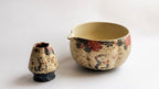 Handmade "Neko" Katakuchi Matcha Bowl | Aesthetic Cat & Floral Design